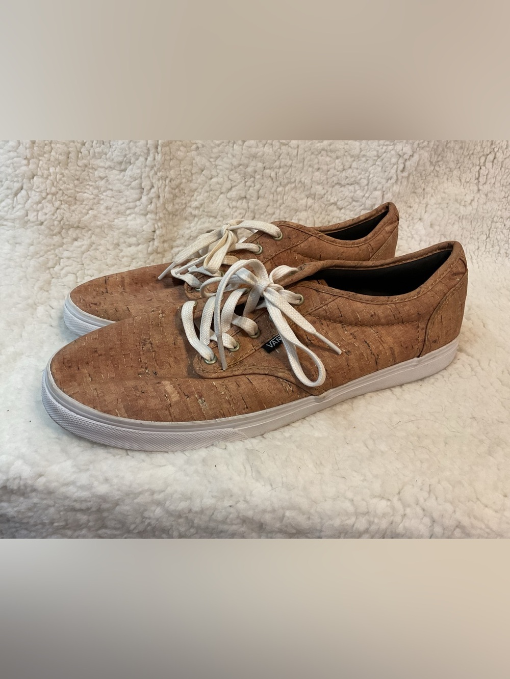 Vans Cork-Look Low Top Sneakers in Tan with White Laces